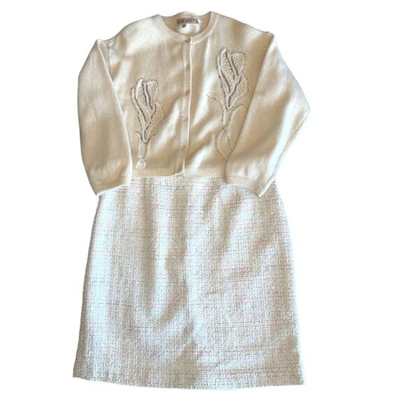 Tahari Sparkle Tweed Pink Champagne Mini Skirt size 16 - Picture 2 of 10